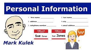 Personal Information - name, address + more | Learn English - Mark Kulek ESL