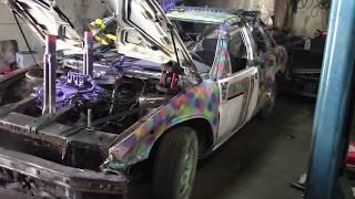 Wbody buick and camry aftermath after Beeton Ontario Demolition Derby 2018