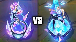 Battle Dove Seraphine vs KDA ALL OUT Seraphine Skins Comparison (League of Legends)