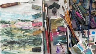 sketchbook PLAY: painting abstract mixed media landscapes with #tracibautistacolor PIGMENT BARS