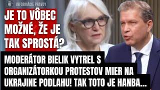 Hanba na 100 rokov! Moderátor Bielik vytrel s organizátorkou protestov mier na Ukrajine podlahu!