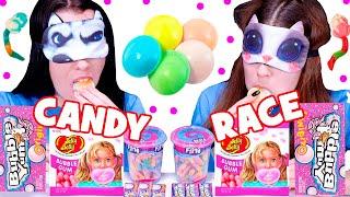 ASMR Candy Race with Closed Eyes Gummy Food