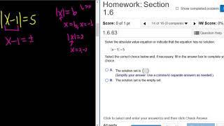 Solve |x - 1| = 5 College Algebra MyMathlab Homework