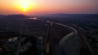 【和歌山】【風景】【夕暮れ】和歌山県紀ノ川市周辺をドローンで空撮　2022年3月