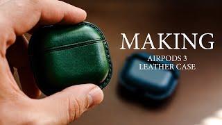 Making Airpods 3 green Buttero leather case. Leather craft