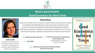 NYU DRI Book Launch of "Good Economics for Hard Times" with Esther Duflo