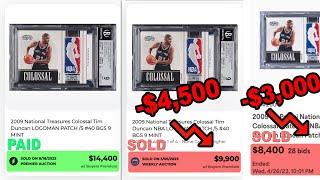 This 2009 Panini Tim Duncan NBA Logoman patch continues to drop in value. How much lower will it go?