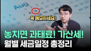 놓치면 과태료 나오는 세금 일정 총정리 | 월별 세금 일정