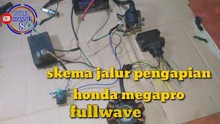 Skema rangkaian kelistrikan Honda Megapro, mulai dari spul, kiprok, pulser, CDI, coil