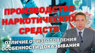Производство наркотических средств. Отличие производства от изготовления. Особенности доказывания.