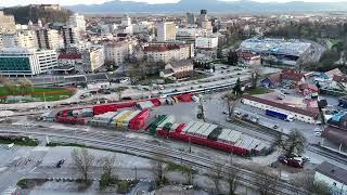 Ljubljana Railway Station - Slovenia - Trainspotting and Aerial View