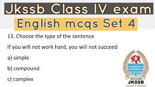 English mcqs full set 4, Very important for Jkssb class 4 exam