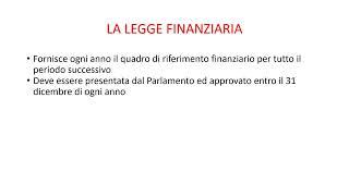 LA LEGGE FINANZIARIA