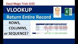 VLOOKUP To Get Complete Record: ROWS, COLUMNS or SEQUENCE Function? EMT 1532