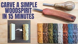 Carve a Simple Woodspirit in 15 Minutes - Complete Beginner Woodcarving Lesson