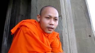 Spiritual Blessing from Cambodian Monk *  Interview Ankor Wat Siem Reap Cambodia 2011