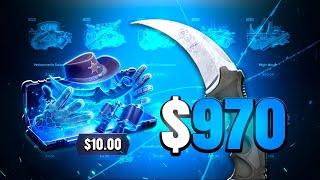 SKINCLUB I WON KARAMBIT BLUE STEEL IN THE $10 EVENT CASE!? - skinclub promo code 2024