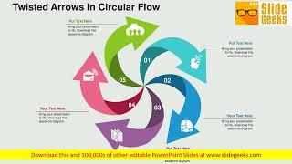 Twisted Arrows In Circular Flow Powerpoint Templates