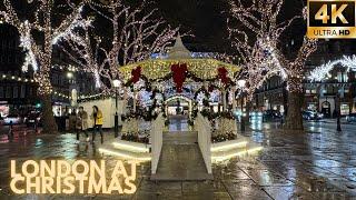  London Christmas Lights Tour in the Rain ️ | Belgravia & Chelsea in Wet & Windy Walk [4K]