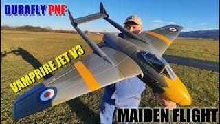 Durafly D.H.100 Vampire V3 PNF "RAF Camo Edition" 70mm EDF RC Jet EPO 1100mm Maiden flight