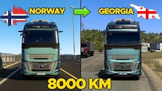 ETS2 1.53 Longest Delivery - From Norway (Tromsø) to Georgia (Tbilisi) | Volvo Aero 780 | 8000 KM