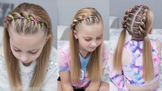 3 PEINADOS FACILES PARA NIÑAS CON TRENZA PULL THROUGH - PEINADOS CON LIGAS - PEINADOS FACILES