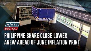 Philippine share close lower anew ahead of June inflation print | ANC