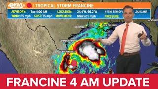 Tropical Storm Francine 4 AM Tuesday update: Louisiana landfall Wednesday