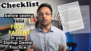 Checklist before seeing your FIRST PATIENT in your Startup Dental Practice