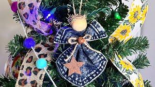 Upcycled Jeans Pocket Angel Ornament