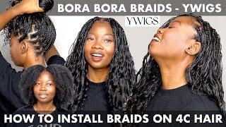 HUMAN HAIR BRAIDS ON NATURAL HAIR | DIY BRAIDS | YWIGS HAIR