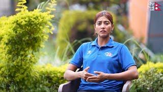 Captain Indu Barma sits for an interview ahead of the Asia Cup