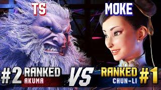 SF6 ▰ TS (#2 Ranked Akuma) vs MOKE (#1 Ranked Chun-Li) ▰ High Level Gameplay