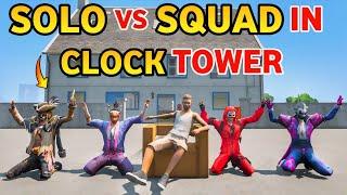 Solo Vs Squad In Clock Tower | Gta x Freefire | Gta 5 Gmeplay In Telugu