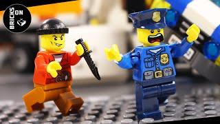 Lego Money Truck Robbery Crazy Bank Robbery Museum Heist Escape Catch the Crooks Stop Motion Brick