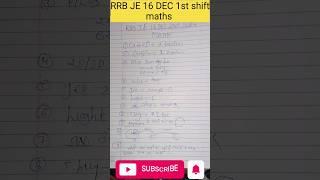 RRB JE 2024 Exam Analysis | 16 Dec 1st Shift Math Questions & Review #rrbje #shorts #rrb #rrb2024