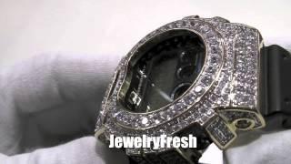 Big Stone VVS Lab Simulated Diamond Gold Custom G-Shock DW6900 JewelryFresh.com