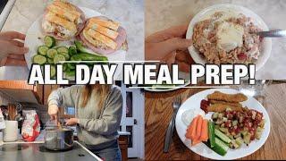 FULL DAY OF FOOD! | MEAL PREP FOR BREAKFAST, LUNCH, & DINNER