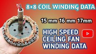 Ceiling Fan Winding Data || 8+8 Coil Ceiling Can Winding Data