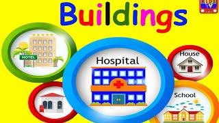 BUILDINGS VOCABULARY for Beginners, Kids, Kindergarten with Emojis - Learn Building Names in English