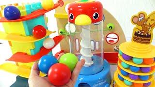 Marble Run ASMR Race  HABA Slope & Dump Truck Excavator Ambulance Forklift Garbage Truck Tractors#1