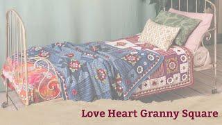 Indigo/Crimson Dreams: Love Heart Granny Square