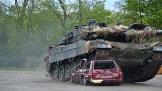 Leopard 2A6 destroyed a car HD