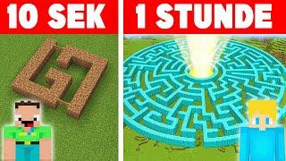 10 Sekunde vs 1 Stunde RIESEN LABYRINTH Bau Challenge in Minecraft!