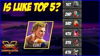 How high does Luke rank on Street Fighter 5's tier list?