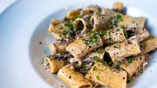 The Ultimate Creamy Mushroom Alfredo Rigatoni