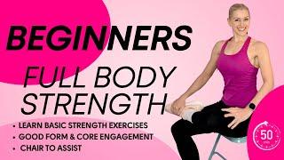 🪑 40-Minute Beginner Strength – Chair-Assisted Full-Body Workout!