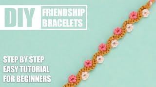 Flower Chain Macrame Spring | Friendship Bracelets Step by Step Tutorial |Easy Tutorial for Beginner