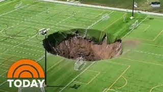 Watch: Massive sinkhole swallows soccer field in Illinois