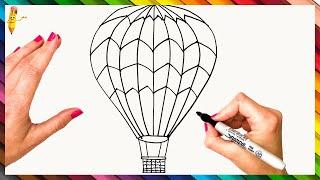 How To Draw An Air Balloon Step By Step  Hot Air Balloon Drawing Easy